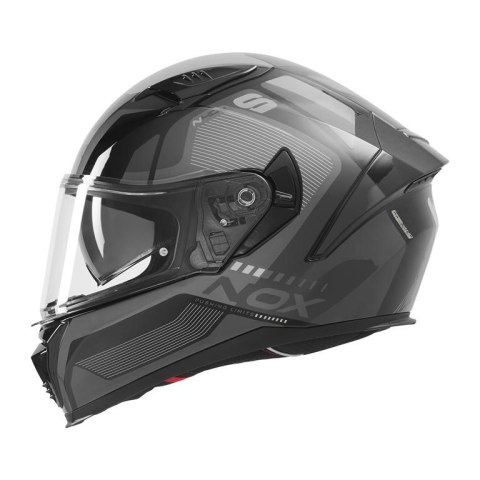 NOX KASK INTEGRALNY (FULL FACE) Z BLENDĄ N402 MENTOR KOLOR CZARNY/SZARY ROZMIAR S NOX