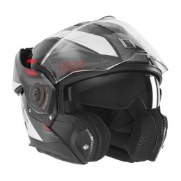 NOX PROMOCJA PREMIUM KASK SZCZĘKOWY FLIP-BACK (SZCZĘKA DO TYŁU) Z BLENDĄ SPINNER ARK KOLOR CZARNY/BIAŁY/CZERWONY ROZMIAR S NOX