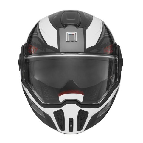 NOX PROMOCJA PREMIUM KASK SZCZĘKOWY FLIP-BACK (SZCZĘKA DO TYŁU) Z BLENDĄ SPINNER ARK KOLOR CZARNY/BIAŁY/CZERWONY ROZMIAR S NOX