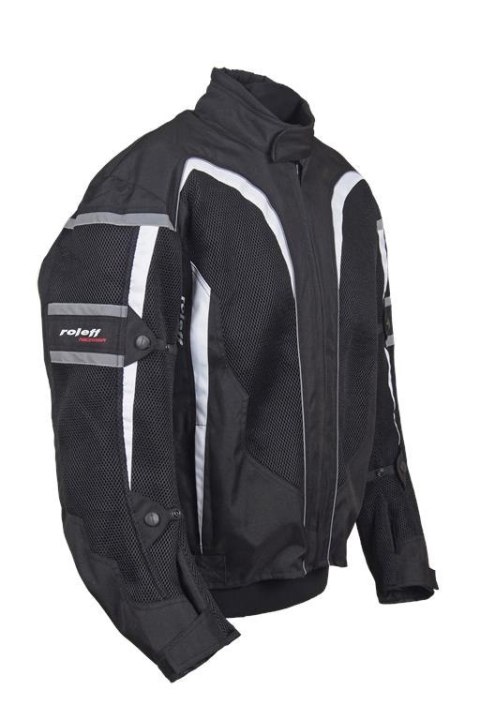 ROLEFF PROMOCJA KURTKA TEKSTYLNA KRÓTKA LETNIA Z WYPINANĄ MEMBRANA WIND-TEX (2W1) MODEL RO607 KOLOR CZARNY/BIAŁY ROZMIAR 3XL ROLEFF