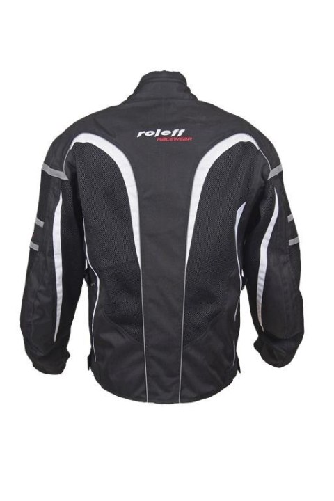 ROLEFF PROMOCJA KURTKA TEKSTYLNA KRÓTKA LETNIA Z WYPINANĄ MEMBRANA WIND-TEX (2W1) MODEL RO607 KOLOR CZARNY/BIAŁY ROZMIAR 3XL ROLEFF