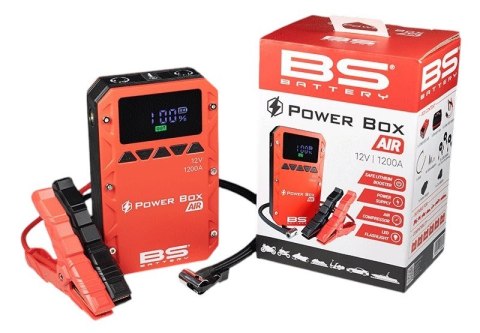 BS 2026/01 URZĄDENIE ROZRUCHOWE POWER BOX AIR PB02 (JUMP STARTER, POWERBANK, BOOSTER) 12000mAh (37Wh) Z LATARKĄ I POMPKĄ 10,3 BA BS BATTERY
