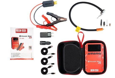 BS 2026/01 URZĄDENIE ROZRUCHOWE POWER BOX AIR PB02 (JUMP STARTER, POWERBANK, BOOSTER) 12000mAh (37Wh) Z LATARKĄ I POMPKĄ 10,3 BA BS BATTERY