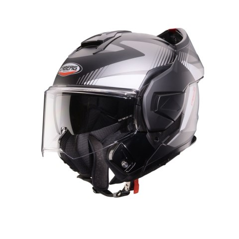 CABERG KASK SZCZĘKOWY FLIP-BACK (SZCZĘKA DO TYŁU) MODEL TRIP LUNAR SOLID KOLOR CZARNY MAT/BIAŁY/SZARY ROZMIAR XL (PINLOCK W ZEST CABERG
