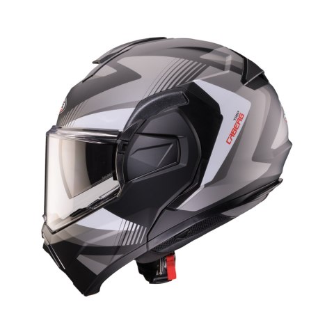 CABERG KASK SZCZĘKOWY FLIP-BACK (SZCZĘKA DO TYŁU) MODEL TRIP LUNAR SOLID KOLOR CZARNY MAT/BIAŁY/SZARY ROZMIAR M (PINLOCK W ZESTA CABERG