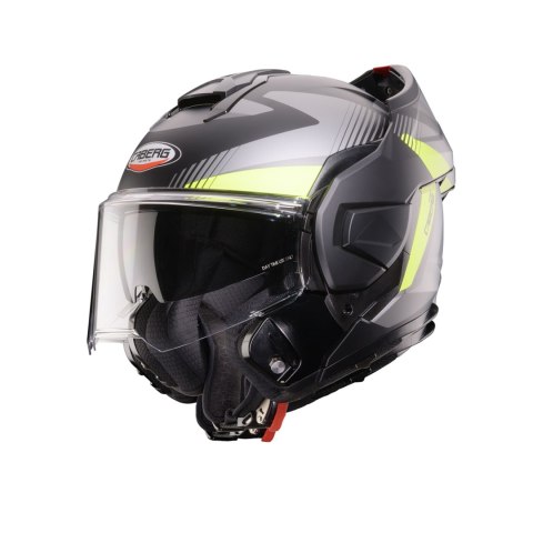 CABERG KASK SZCZĘKOWY FLIP-BACK (SZCZĘKA DO TYŁU) MODEL TRIP LUNAR SOLID KOLOR CZARNY MAT/SZARY/ŻÓŁTY FLUO ROZMIAR M (PINLOCK W  CABERG