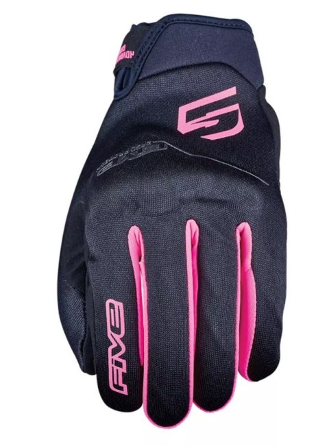FIVE GLOVES RĘKAWICE TEKSTYLNE GLOBE EVO WOMAN DAMSKIE KOLOR CZARNY/RÓŻOWY FLUO ROZMIAR 10 (L) FIVE