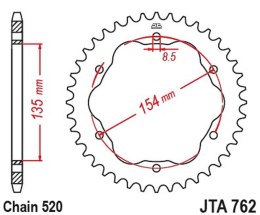 JT ZĘBATKA TYLNA ALUMINIOWA 4574 43 DUCATI 939 SUPER SPORT '17-'20, 950 SUPER SPORT '21-'23, 955 PANIGALE V2 / BAYLISS '20-'24 ( JT ZĘBATKI