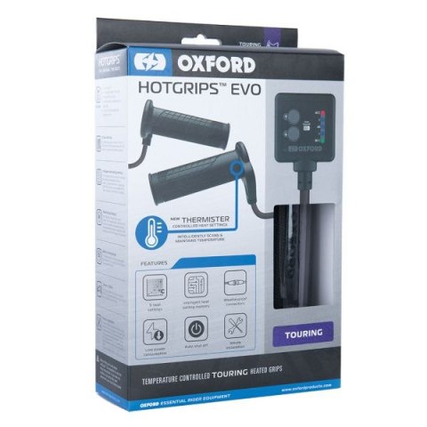 OXFORD MANETKI PODGRZEWANE DO MOTOCYKLA EVO TOURING Z PANELEM STERUJĄCYM I TERMOSTATEM DO KIEROWNICY 22MM DŁUGOŚĆ 110-120MM (EL) OXFORD