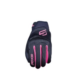 FIVE GLOVES RĘKAWICE TEKSTYLNE GLOBE EVO WOMAN DAMSKIE KOLOR CZARNY/RÓŻOWY FLUO ROZMIAR 7 (XS) FIVE