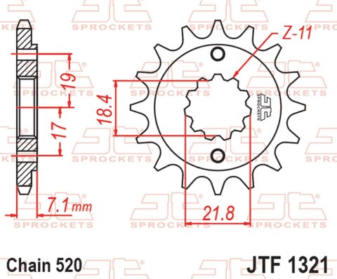JT ZĘBATKA PRZEDNIA 2067 14 HONDA CRF 250 '13-'21, CRF 300 '21-'25, CBF 250 R '11-'19, CB 300 F / R '15-'25, CBR 300 R '14-'22,  JT ZĘBATKI