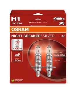 OSRAM ŻARÓWKA H1 12V, 55W P14.5S NIGHTBREAKERSILVER DUOBOX - 2 SZTUKI OSRAM