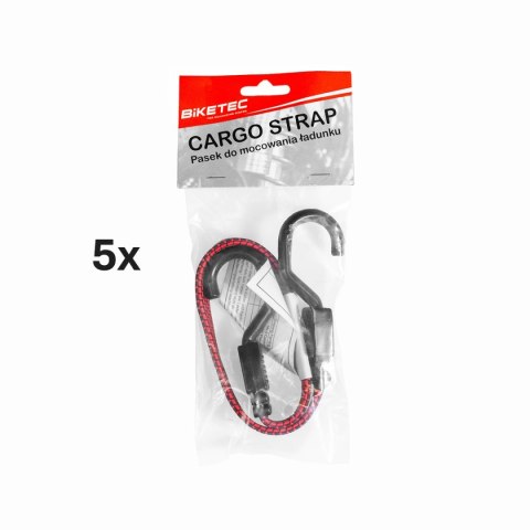 BIKETEC 5 SZTUK TAŚMA ZABEZPIECZAJĄCA BAGAŻ (EKSPANDER BAGAŻOWY) MODEL BUNGEE 17MM X 50CM, KOLOR CZERWONY BIKETEC OM