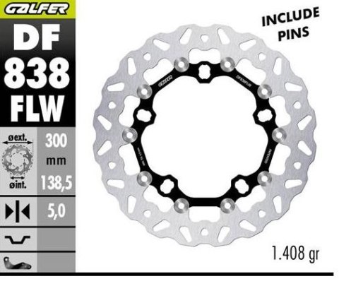 GALFER TARCZA HAMULCOWA PRZÓD HARLEY-DAVIDSON (WAVE FLOATING) (300X138X5) GALFER