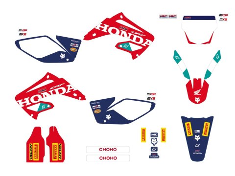 BLACKBIRD KOMPLET NAKLEJEK (OKLEIN) HONDA CR 125R '00-'07, CR 250R '02-'07 REPLICA TEAM HRC 25 HONDA BLACKBIRD