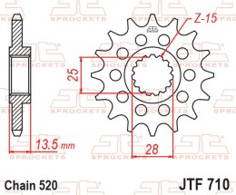 JT ZĘBATKA PRZEDNIA 2344 16 APRILIA TUAREG 660 '21-'24, CAGIVA SXT / ELEPHANT 125 '83-'88 (234416JT) (ŁAŃC. 520) JT ZĘBATKI