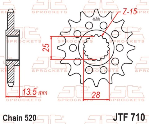 JT ZĘBATKA PRZEDNIA 2344 16 APRILIA TUAREG 660 '21-'24, CAGIVA SXT / ELEPHANT 125 '83-'88 (234416JT) (ŁAŃC. 520) JT ZĘBATKI
