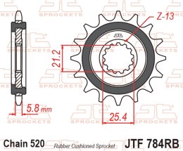 JT ZĘBATKA PRZEDNIA Z GUMĄ CF MOTO NK 650 '16-'24, CL-X 700 '21-'25, BENELLI TRK 702 / X EURO 5 '23-'24, (ŁAŃC. 520) JT ZĘBATKI