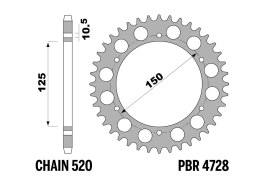 PBR 13/07 ZĘBATKA TYLNA 4728 46 (ŁAŃC. 520) (MADE IN ITALY) PBR