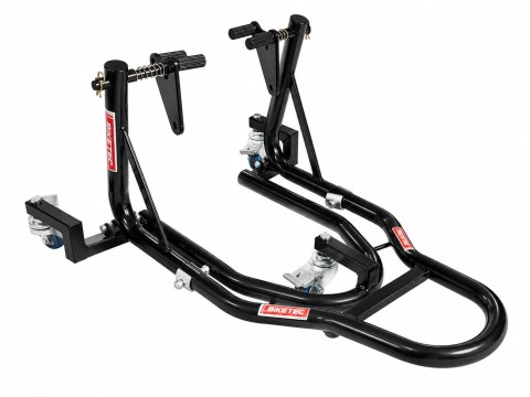 BIKETEC PRO PODNOŚNIK / STOJAK MOTOCYKLOWY POD PRZEDNIE KOŁO Z DODATKOWYMI KOŁAMI (MOŻLIWOŚĆ PRZESTAWIANIA MOTOCYKLA) KOLOR CZAR BIKETEC OM