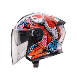 CABERG KASK OTWARTY JET OTWARTY FLYON II KOI BIAŁY/CZERWONY/POMARAŃCZOWY/NIEBIESKI ROZMIAR L CABERG