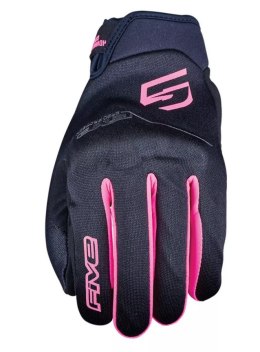 FIVE GLOVES RĘKAWICE TEKSTYLNE GLOBE EVO WOMAN DAMSKIE KOLOR CZARNY/RÓŻOWY FLUO ROZMIAR 11 (XL) FIVE