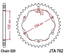 JT ZĘBATKA TYLNA ALUMINIOWA 4574 46 DUCATI 939 SUPER SPORT '17-'20, 950 SUPER SPORT '21-'23, 955 PANIGALE V2 / BAYLISS '20-'24 ( JT ZĘBATKI