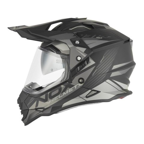 NOX PROMOCJA KASK OFFROAD / TRAIL DUOSPORT (DUAL) N312 TRACK Z SZYBKĄ I BLENDĄ KOLOR CZARNY MAT/SREBRNY ROZMIAR S NOX