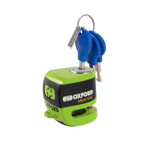 OXFORD PROMOCJA BLOKADA TARCZY HAMULCOWEJ ALARMEM MICRO XA5 KOLOR ZIELONYY FLUO (PIN 5.5MM) OXFORD