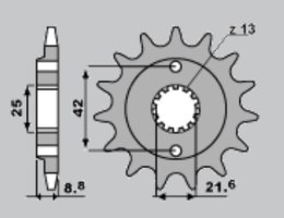 CHT ZĘBATKA PRZEDNIA 525 16 KAWASAKI GPZ 500S '87-'05, KLE 500 '91-'96
