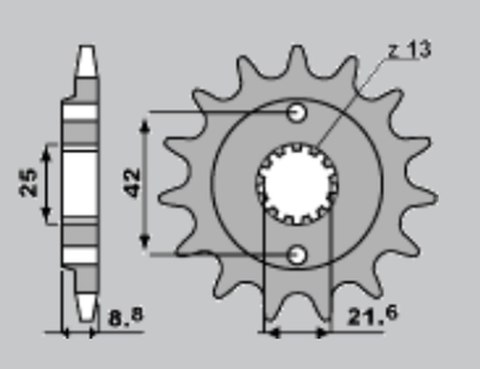 CHT ZĘBATKA PRZEDNIA 525 16 KAWASAKI GPZ 500S '87-'05, KLE 500 '91-'96