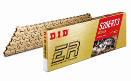 DID 520ERT3G&G-118 ŁAŃCUCH ZŁOTY / ZŁOTY (118-OGNIW) BEZ O-RINGÓW (OTWARTY + ZAPINKA) - ZASTĘPUJE 520ERT2