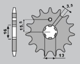 JR ZĘBATKA PRZEDNIA 542 13 YAMAHA DT 80 MX '83-'84