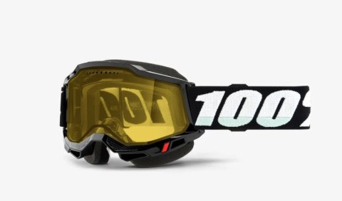 100 PROCENT NOWOŚĆ GOGLE ACCURI 2 SNOWMOBILE DUAL PANEVENTED GOGGLE BLACK - YELLOW LENS - SZYBKA ŻÓŁTE LUSTRO 100 PROCENT