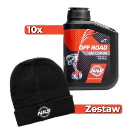 NILS PROMOCJA OLEJ SILNIKOWY 4T OFF ROAD SAE 10W50 100% SYNTETYK 10 SZTUK X 1L + ZIMOWA CZAPKA (AKC) NILS