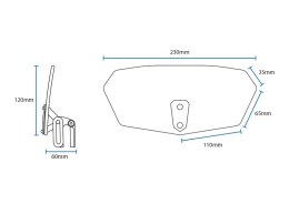 OXFORD WINDSHIELD DEFLEKTOR REGULOWANY NA SZYBĘ PRZYCIEMNIANY (DYMIONY) (SMOKED) 260 x 125MM - drobne rysy OXFORD