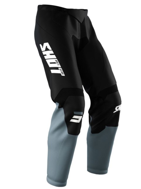 SHOT RACING WYPRZEDAŻ SPODNIE MOTO DEVO RAW BURST BLACK KOLOR CZARNY/SZARY/BIAŁY ROZMIAR 26 SHOT