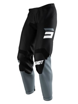 SHOT RACING WYPRZEDAŻ SPODNIE MOTO DEVO RAW BURST BLACK KOLOR CZARNY/SZARY/BIAŁY ROZMIAR 26 SHOT