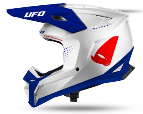 UFO 2026/09 KASK RAYSON OFFROAD KOLOR BIAŁY / NIEBIESKI / CZERWONY ROZMIAR L - KOLEKCJA 2026/2027 UFO