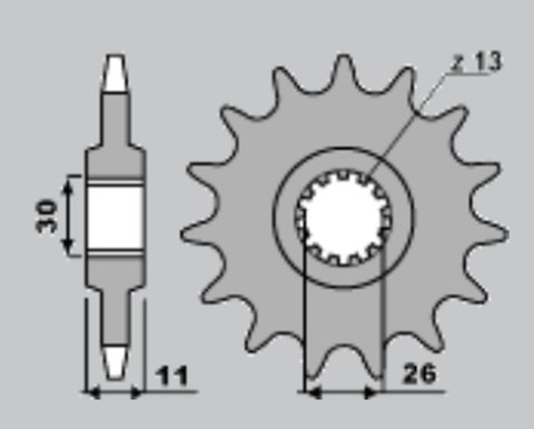 CHT ZĘBATKA PRZEDNIA 579 17 YAMAHA FZ1 06-13, R1 04-14, FJ1100 1200