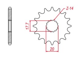 GROSSKOPF PROMOCJA ZĘBATKA PRZEDNIA 577 15 YAMAHA YZ 85 '02-'21 (+1) DT 125R/X '90-'06 (-1), TZR 125 '93-'99 (-1) (JTF558.15)