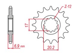 GROSSKOPF PROMOCJA ZĘBATKA PRZEDNIA 600M14 APRILIA,BETA, MBK, PEUGEOT, RIEJU, YAMAHA (SILNIK AM6) (JTF1120.14)