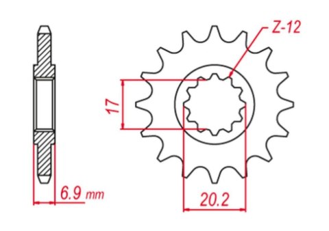 GROSSKOPF PROMOCJA ZĘBATKA PRZEDNIA 600M14 APRILIA,BETA, MBK, PEUGEOT, RIEJU, YAMAHA (SILNIK AM6) (JTF1120.14)
