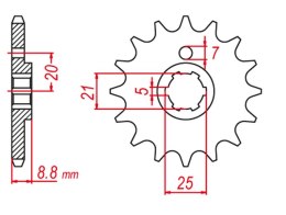 GROSSKOPF PROMOCJA ZĘBATKA PRZEDNIA 725 12 HUSQVARNA CR/WR 250 '90-'00, CR/WR 360 '92-'00, CAGIVA WMX 250 '88-'92 (JTF507.12) (-