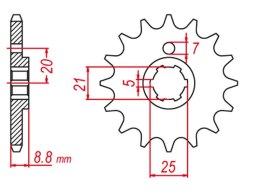 GROSSKOPF PROMOCJA ZĘBATKA PRZEDNIA 725 14 HUSQVARNA CR/WR 250 '90-'00, CR/WR 360 '92-'00, CAGIVA WMX 250 '88-'92 (JTF507.14) (B