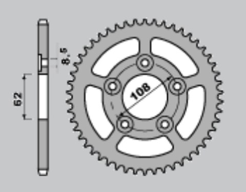 JR ZĘBATKA TYLNA 714 42 CAGIVA 125 SUPER CITY '91-'99