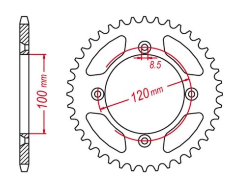 GROSSKOPF PROMOCJA ZĘBATKA TYLNA ALUMINIOWA KOLOR CZARNY 798 56 SUZUKI RM 80/85 '02-'18, YAMAHA YZ 80/85 '93-'20 (JTR798.56)