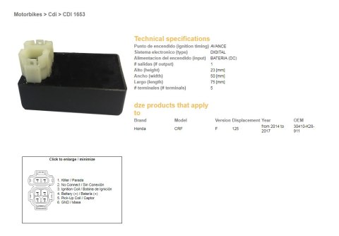 DZE MODUŁ ZAPŁONU CDI HONDA CRF 125F '14-17