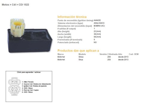 DZE MODUŁ ZAPŁONU CDI MOTOMET SIRIUS 200/250 13