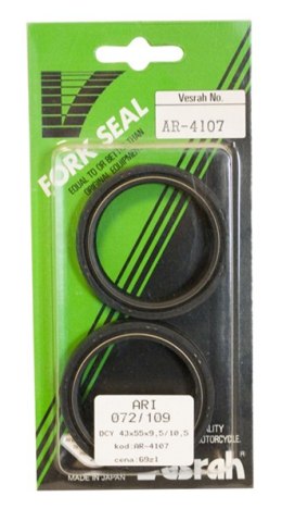 VESRAH USZCZELNIACZE PRZEDNIEGO ZAWIESZENIA OLEJOWE (DRD 2-43X55X9,5/10,5) (ARI072, ARI109) (MADE IN JAPAN)